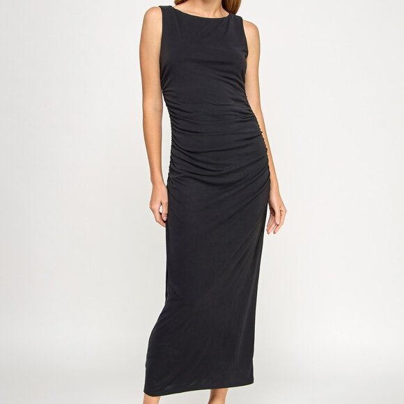 ⭐️ Leyden Juniors’ Jersey Sleeveless Sheath Midi Dress – Black – Size M NWT ⭐️ - Picture 2 of 4